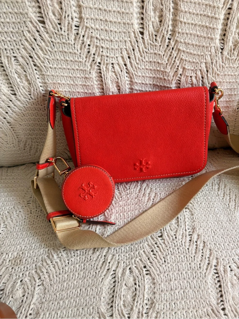 Tory Burch Leather Crossbody with Tan Strap